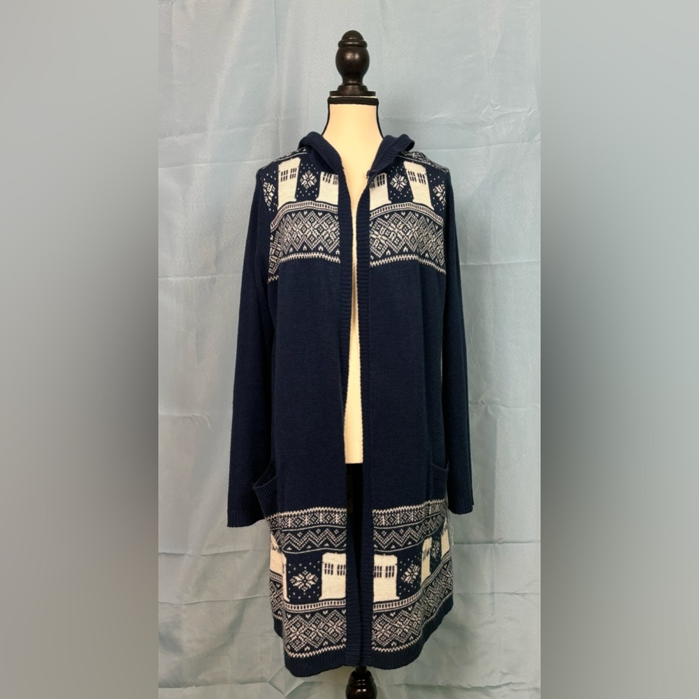 Her Universe/Doctor Who - TARDIS Intarsia Hooded Cardigan
